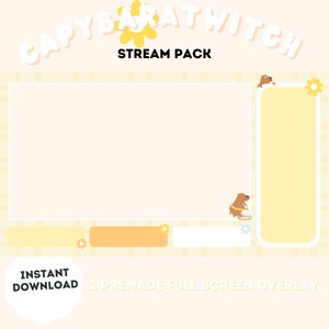 Animated Twitch Overlay Yellow Cute Capybara Stream Pack | Loading ...