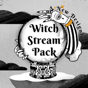 Animated Twitch Overlay Goth Witch Stream Pack  - Overlays and Scenes - Starting Soon, BRB, Ending, Offline