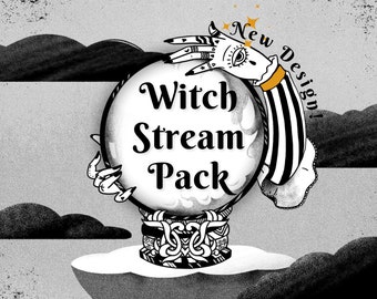 Animated Twitch Overlay Goth Witch Stream Pack  - Overlays and Scenes - Starting Soon, BRB, Ending, Offline