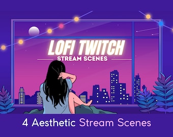 Animated Lofi Cozy Twitch Stream Scenes – Overlay Bundle