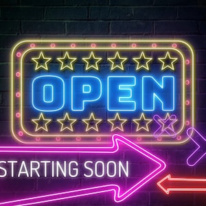 Animated Twitch Overlay Neon Sign Loading Scenes - Starting Soon, BRB, Ending, Offline