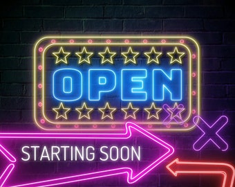 Animated Twitch Overlay Neon Sign Loading Scenes - Starting Soon, BRB, Ending, Offline