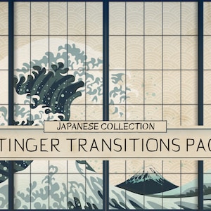 Animated Twitch Stinger Transition Japanese Sakura & Hokusai Wave Shoji Bundle (Stream Transitions)