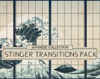 Animated Twitch Stinger Transition Japanese Sakura & Hokusai Wave Shoji Bundle (Stream Transitions)