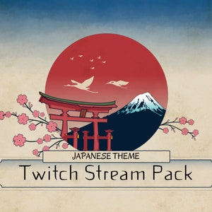 Animated Twitch Overlay Japanese Sakura Stream Package - Premade Overlays, Animated Scenes, Elements, Panels