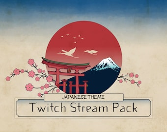 Animated Twitch Overlay Japanese Sakura Stream Package - Premade Overlays, Animated Scenes, Elements, Panels