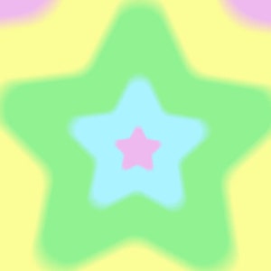 Puede incluir: Un dise&ntilde;o de estrella de explosi&oacute;n de arco&iacute;ris pastel con una estrella rosa en el centro, rodeada de una estrella azul, una estrella verde y una estrella amarilla.