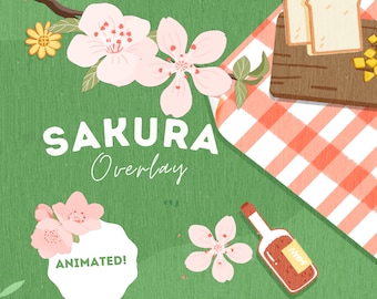Geanimeerd Sakura Twitch Stream-pakket: lente-overlay, scènes, panelen, meldingen