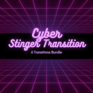 Animated Twitch Stinger Transition Retro Cyber Neon 6 nos. Stream Transition Bundle