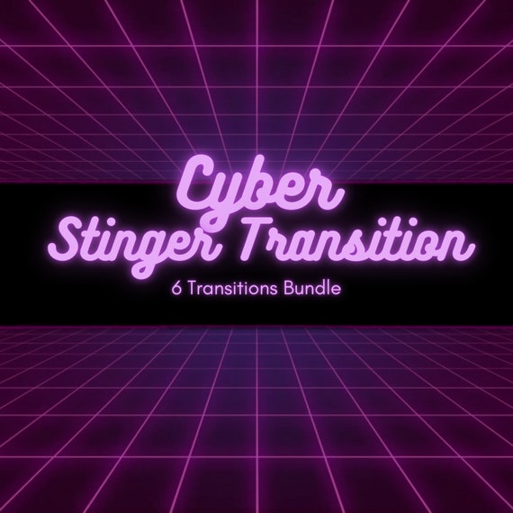 Animated Twitch Stinger Transition Retro Cyber Neon 6 nos. Stream Transition Bundle