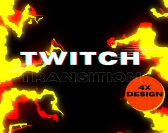 Fiery Twitch Transitions Pack - 4 Unique 2s Animated Stinger Transitions in .webm for Streamers