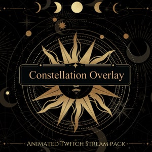Animated Twitch Overlay Moon Celestial Constellation Witch Stream Pack | Stream Scenes, Premade Game Overlays, Panels