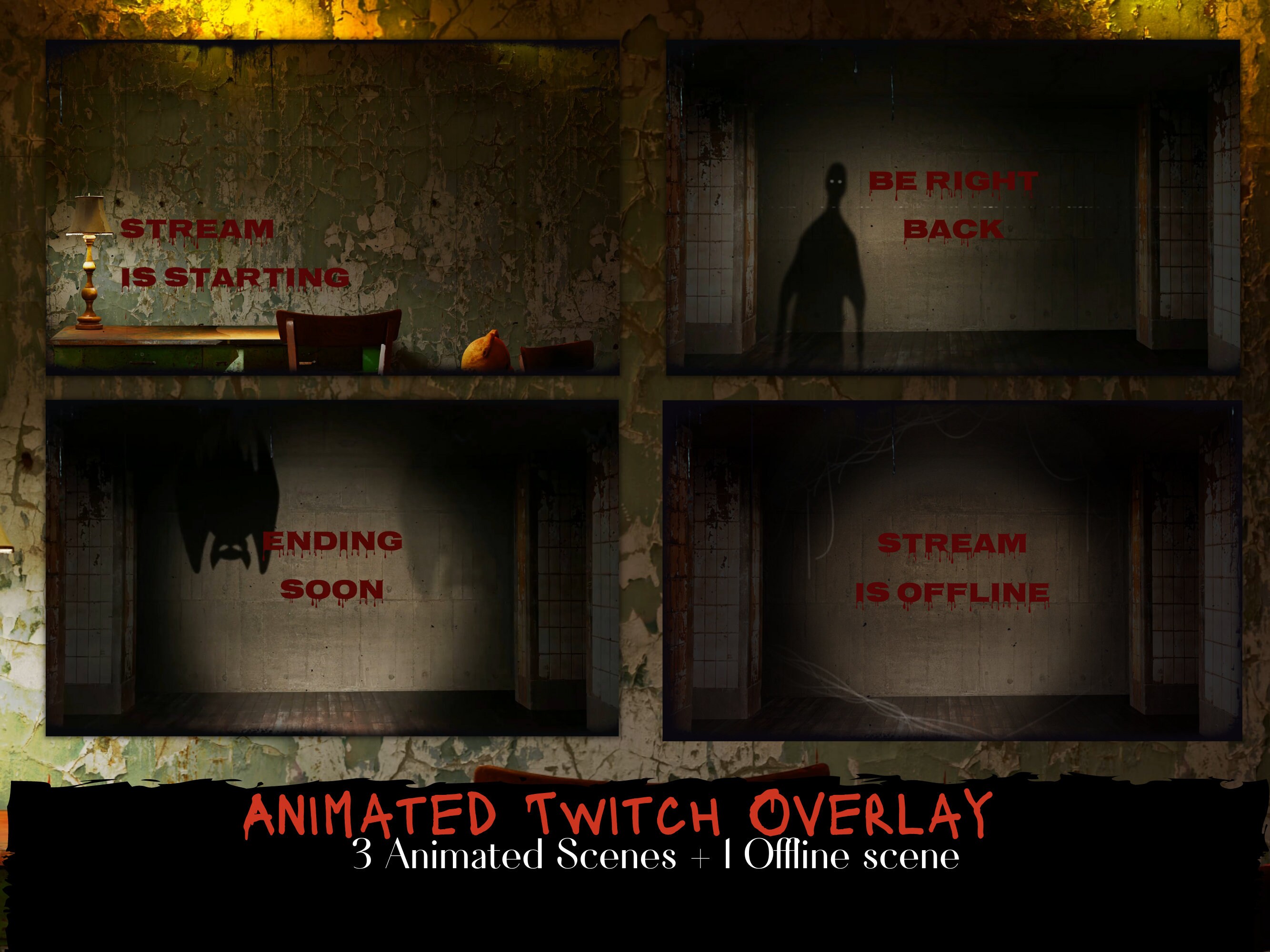 Haunted Overlay Animated Twitch Overlay Haunted Room Horror Stream Package - Premade ...