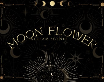 Animated Moon Flower Twitch Overlay: Celestial Stream Package