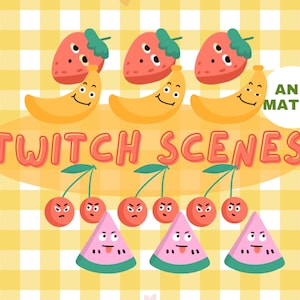 Animated Twitch Loading Scenes Fruity Mega Bundle - 12 Animated Stream Scenes - Starting Soon, BRB, Ending, Offline