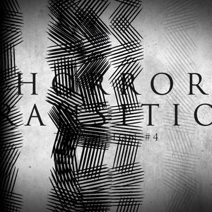 May include: Black and white graphic design with the text "HORROR CASTLES #4" on a gray background.