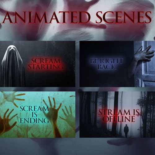 Animated Horror Twitch Overlay | Halloween Stream Loading Scenes Pack