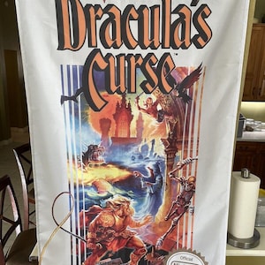CASTLEVANIA III Dracula&#39;s Curse Nintendo NES Boxart 5&#39; Simon Belmont Flag Poster