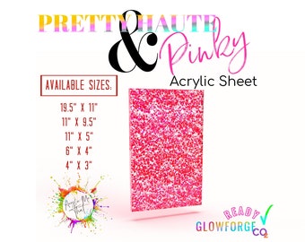 GLOWforge Acrylic glitter sheets laser safe confetti hot pink transparent plexiglass board sublimation blanks cnc engraving material colored
