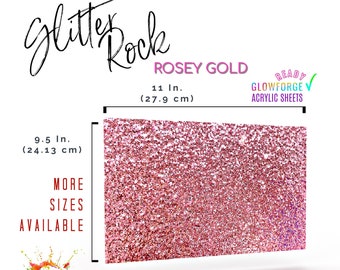 Acrylic Sheet, Pink Rose Gold Glitter Acrylic Sheets, Glowforge safe for Laser Cutting, cnc router, pearl plexiglass blanks