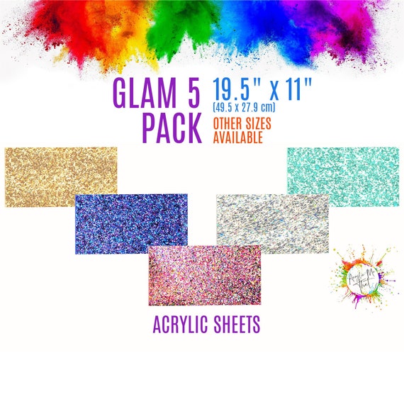 Clear Acrylic Sheet Glitter Confettil Laser Safe Cutting Glowforge Gold Acrylics  Sheets PMMA Laserable Plastic Blank Board Sparkle Rainbow 