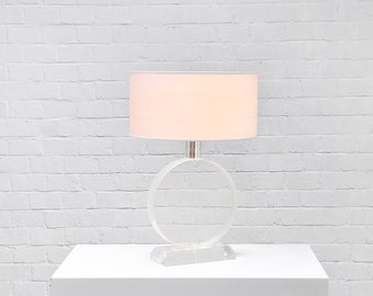 Vintage Circular Lucite Lamp by Karl Springer, 1970's