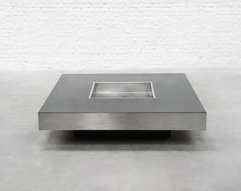 Chrome Coffee Table with Integrated Bar In The Style Of Willy Rizzo, 1970s