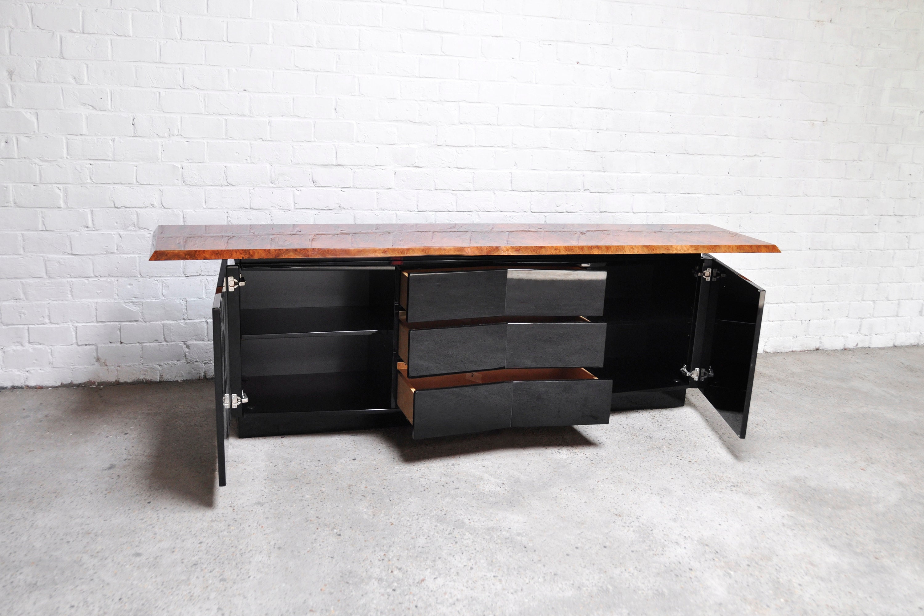 Wurzelholz und Schwarzlack Sideboard von Roche Bobois 1980er | Etsy