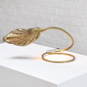 Brass Leaf Table Lamp by Tommaso Barbi for Carlo Giorgi, Italy 1970s