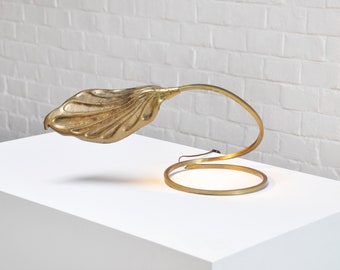 Brass Leaf Table Lamp by Tommaso Barbi for Carlo Giorgi, Italy 1970s