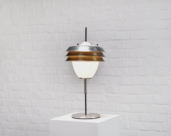 Italian Metal & Opal Glass Table Lamp, 1960's