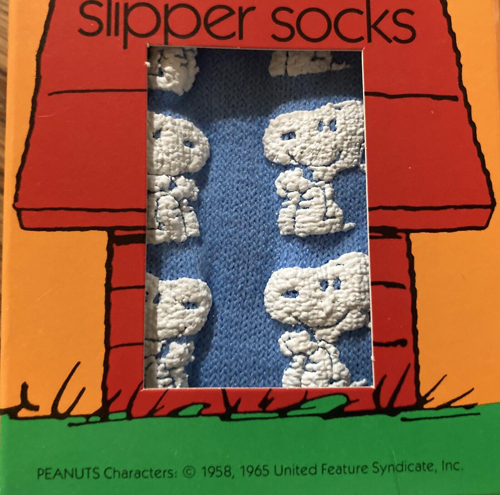 Peanuts Snoopy Slipper Socks ADULT Shoe USA Made Baby Blue