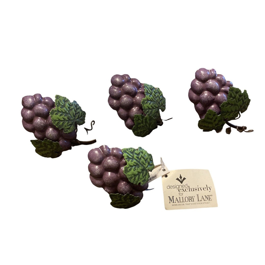 Mallory Lane Napkin Rings Grape Cluster Leaf Set Etsy