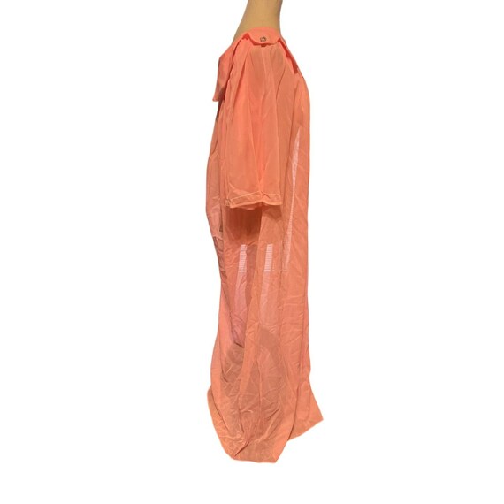 Peignoir Robe Peach Sheer Chiffon Embroidered Med… - image 4