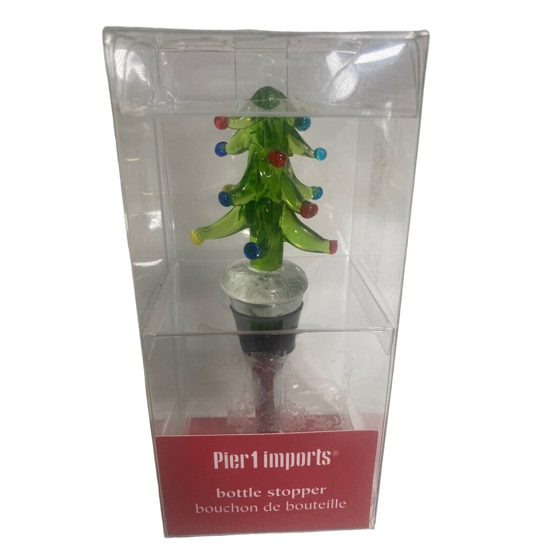 Pier 1 Imports Art Glass Christmas Tree Wine Bottle Stopper Etsy