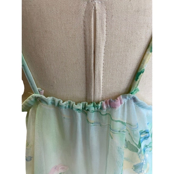 Nightgown & Peignoir Robe Set 2pc Green Watercolo… - image 7