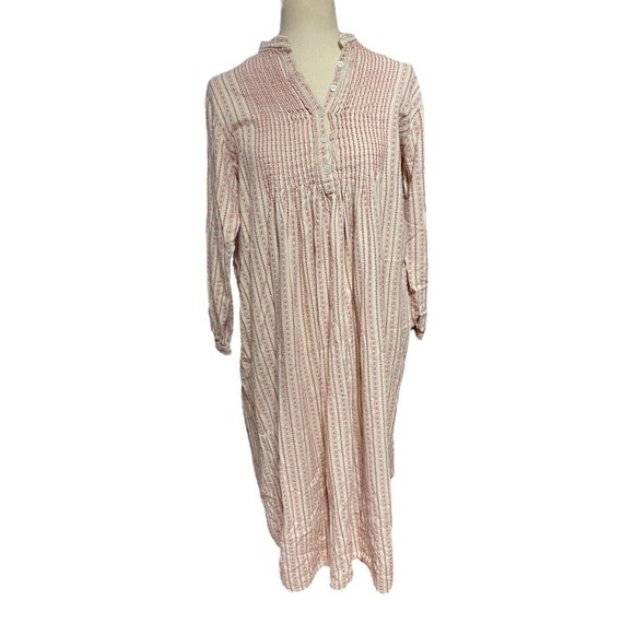 LL Bean Dobby Nightgown Cotton Flannel Pintuck Sm… - image 1
