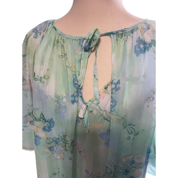 Nightgown & Peignoir Robe Set 2pc Green Watercolo… - image 3