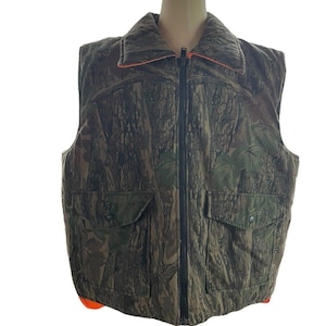 Mossy Oak Camouflage Camo Tuxedo Vest Blaze Orange Long Tie and