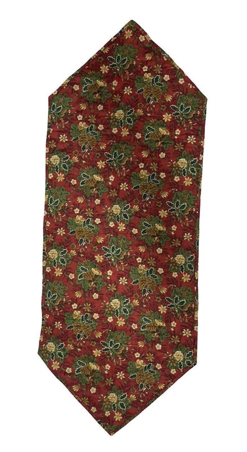Gesteppter Tischläufer, Patchwork, wendbar, LeMoyne 8-zackiger Stern & Tannenzapfen-Stechpalme Bild 3