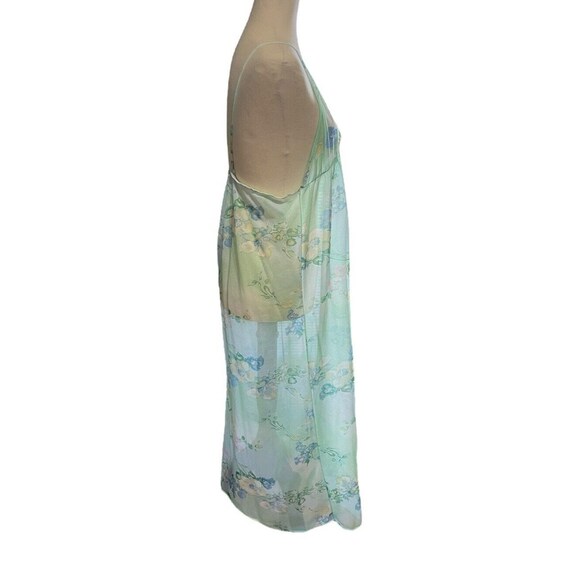 Nightgown & Peignoir Robe Set 2pc Green Watercolo… - image 5