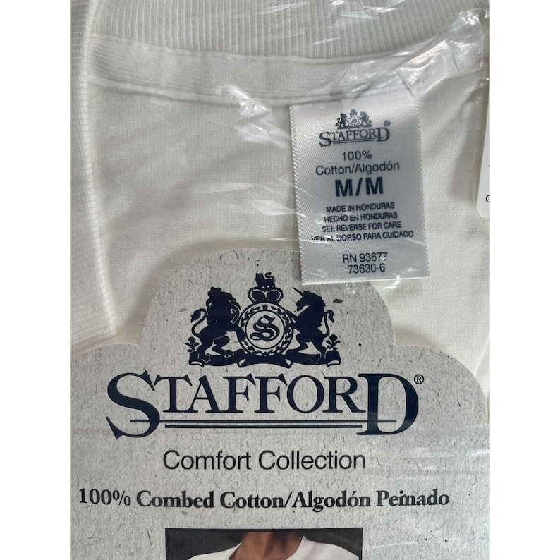 Stafford Blended Cotton White Crew Neck Shirts 3-Pack (Medium