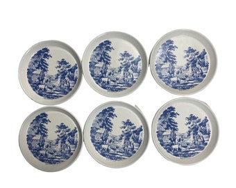 Woolworth MEISTER Blue Farm Animal Tin Coasters Set Of 6