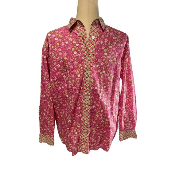 Lilly Pulitzer Pink Floral Button Long Sleeve Shi… - image 1
