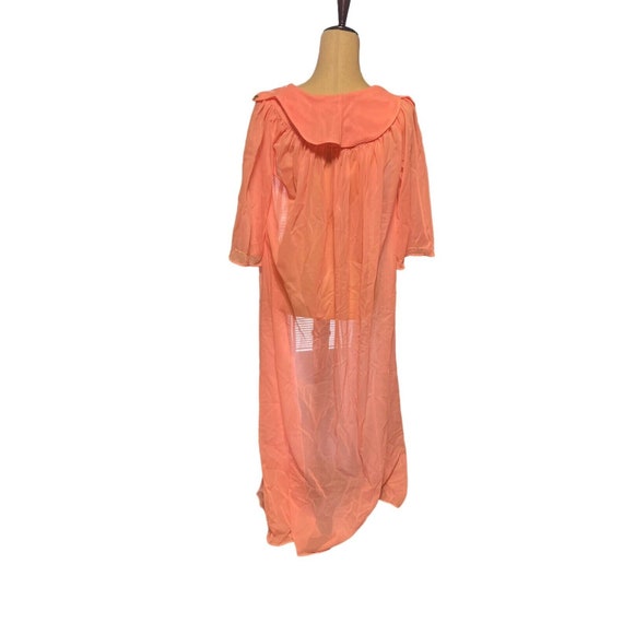 Peignoir Robe Peach Sheer Chiffon Embroidered Med… - image 3