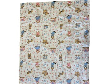 Trapunta legata Baby Girl Cuori rosa Coperta Bambole Bunny Bear Agnello fatto a mano 43 "x50"