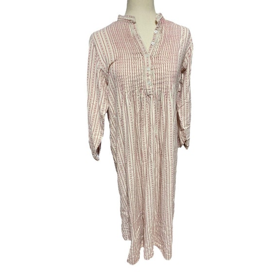 LL Bean Dobby Nightgown Cotton Flannel Pintuck Sm… - image 7