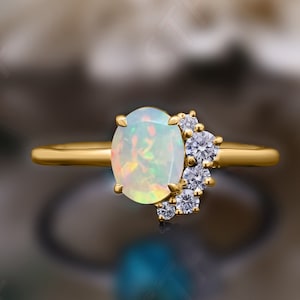 AAA Ethiopian opal Wedding 14k Rose Gold Ring,925 Sterling Rose Plated Antique Ring For Women Jewelry,Engagement Ring, Gift For Mothers Day