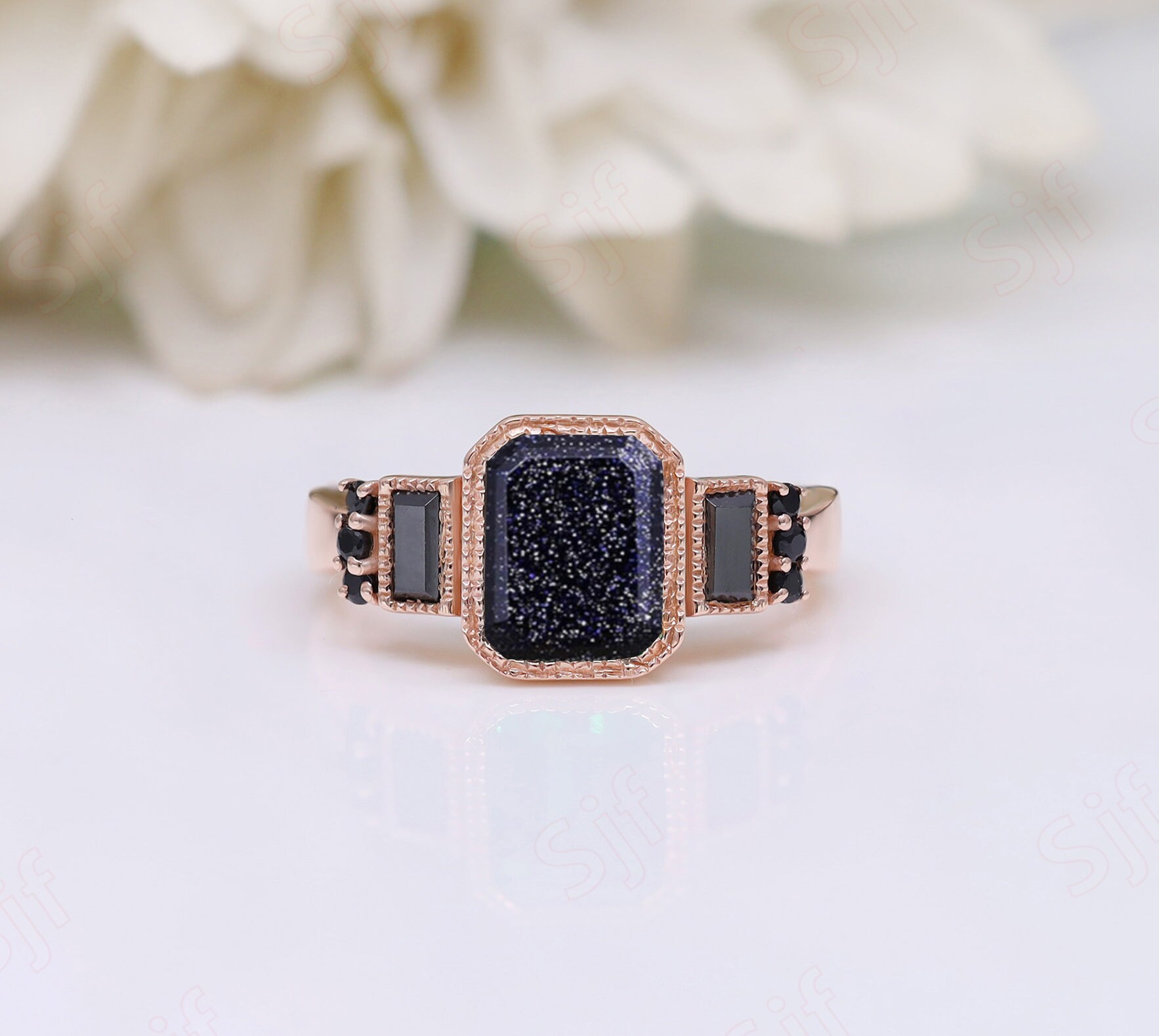 8 x 6 mm AAA ブルーサンドストーン ジェムストーン 14K ローズ