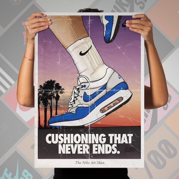 Nike air max 1 OG Blue "86 Big Bubble" Vintage poster (50x70cm)